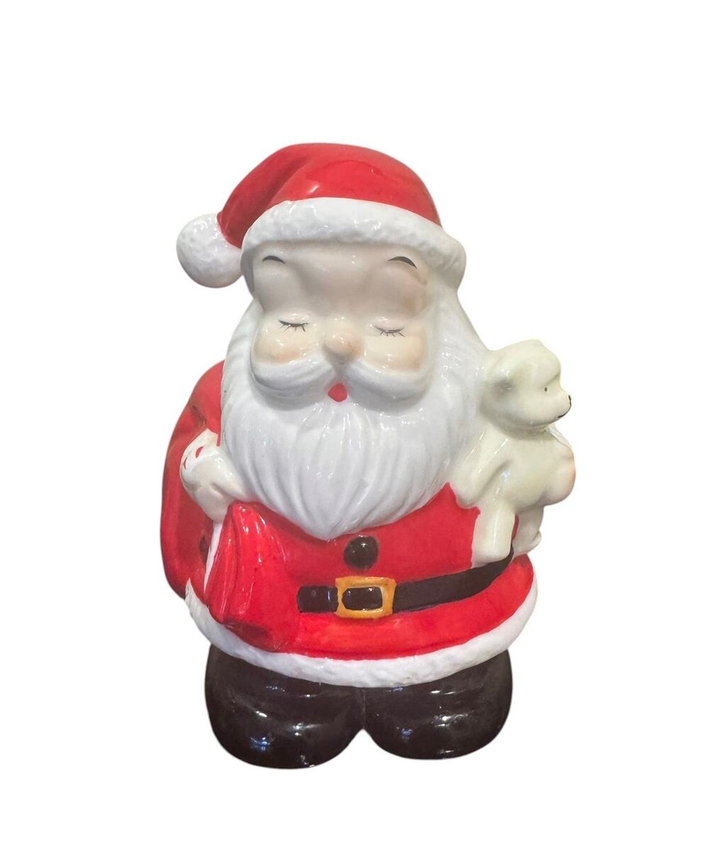 ViNTaGe Bone China Santa Figure With Teddy Bear￼Approx 6 1/4 X4 1/2
